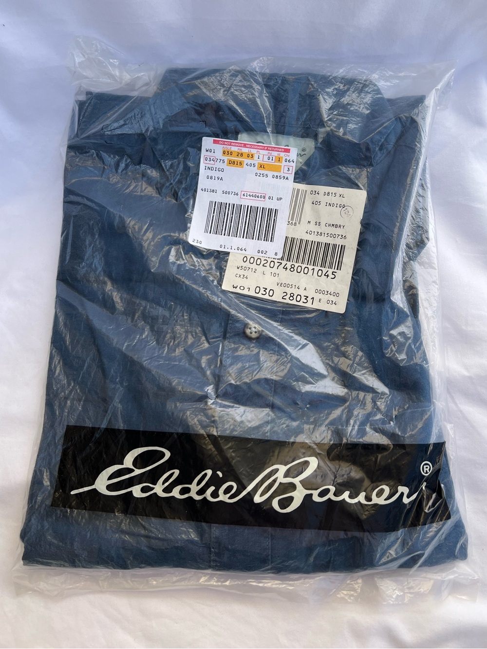 NEW Eddie Bauer Camano Men’s Indigo Button-Down Short Sleeve T-Shirt Cotton XL